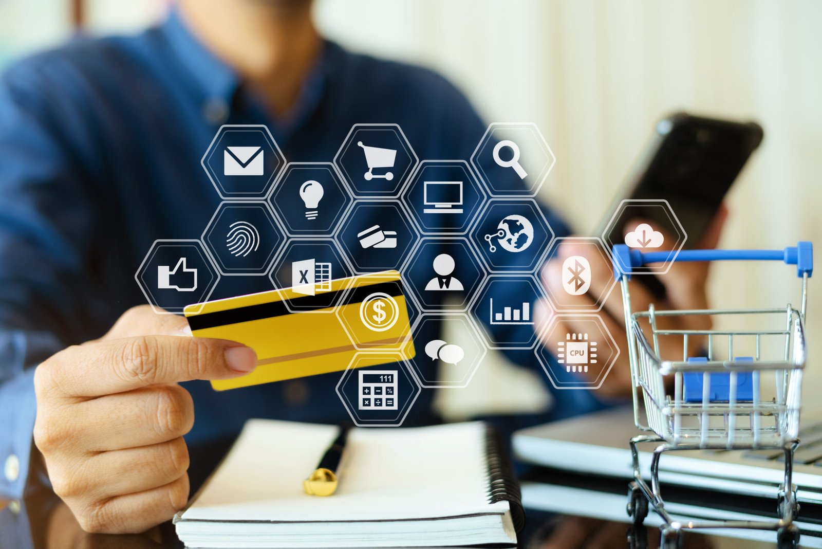 closeup businessman holding hand smartphone. businessman use cre