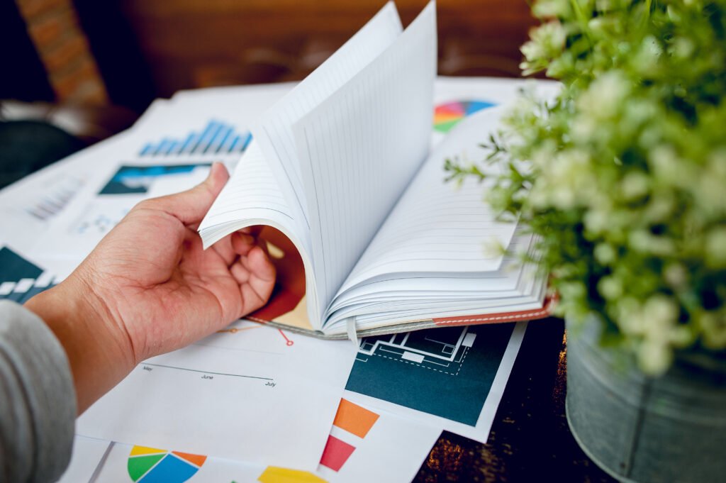 businessman working at the office. and graphs on his desk. busin