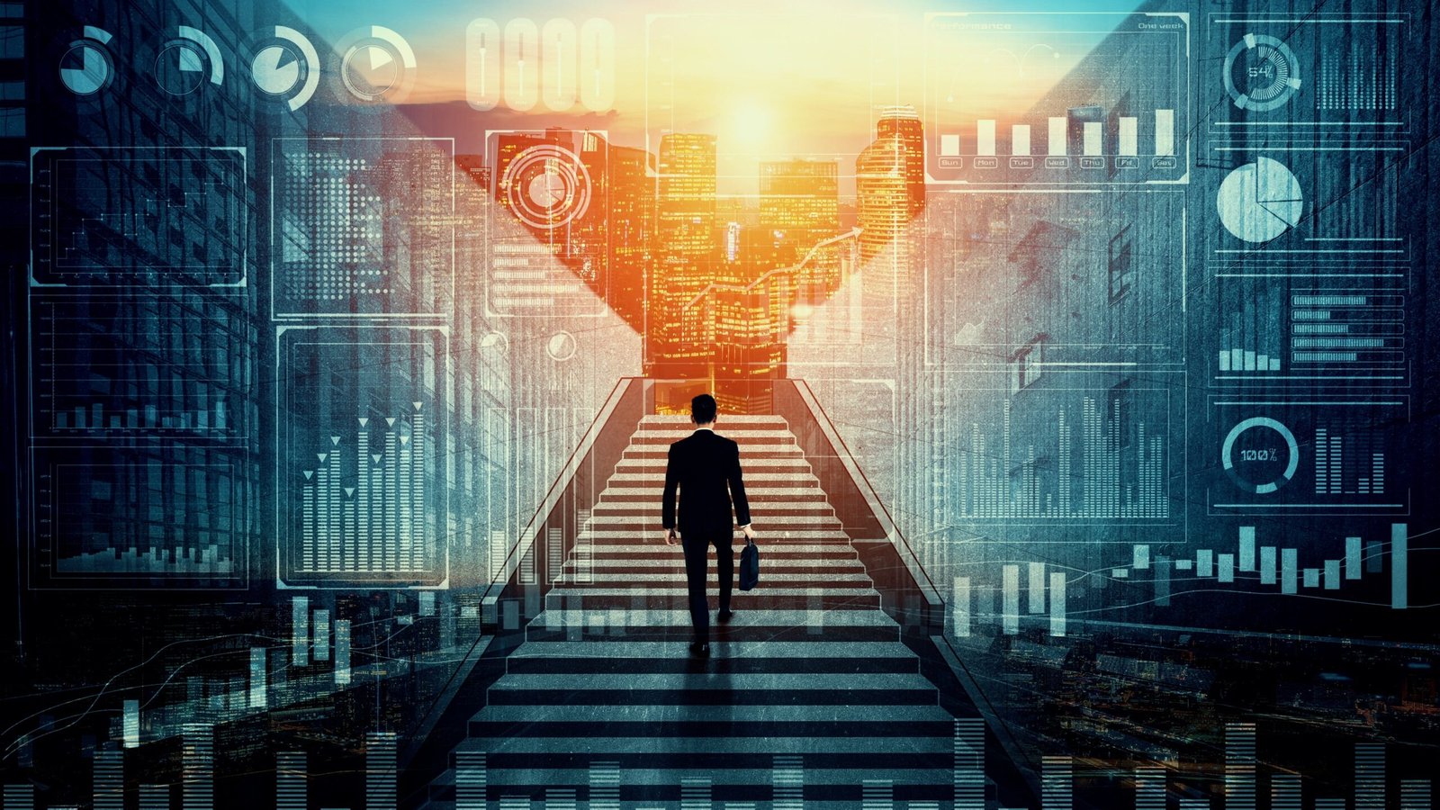 business growth potential concept with virtual graphic of financial success