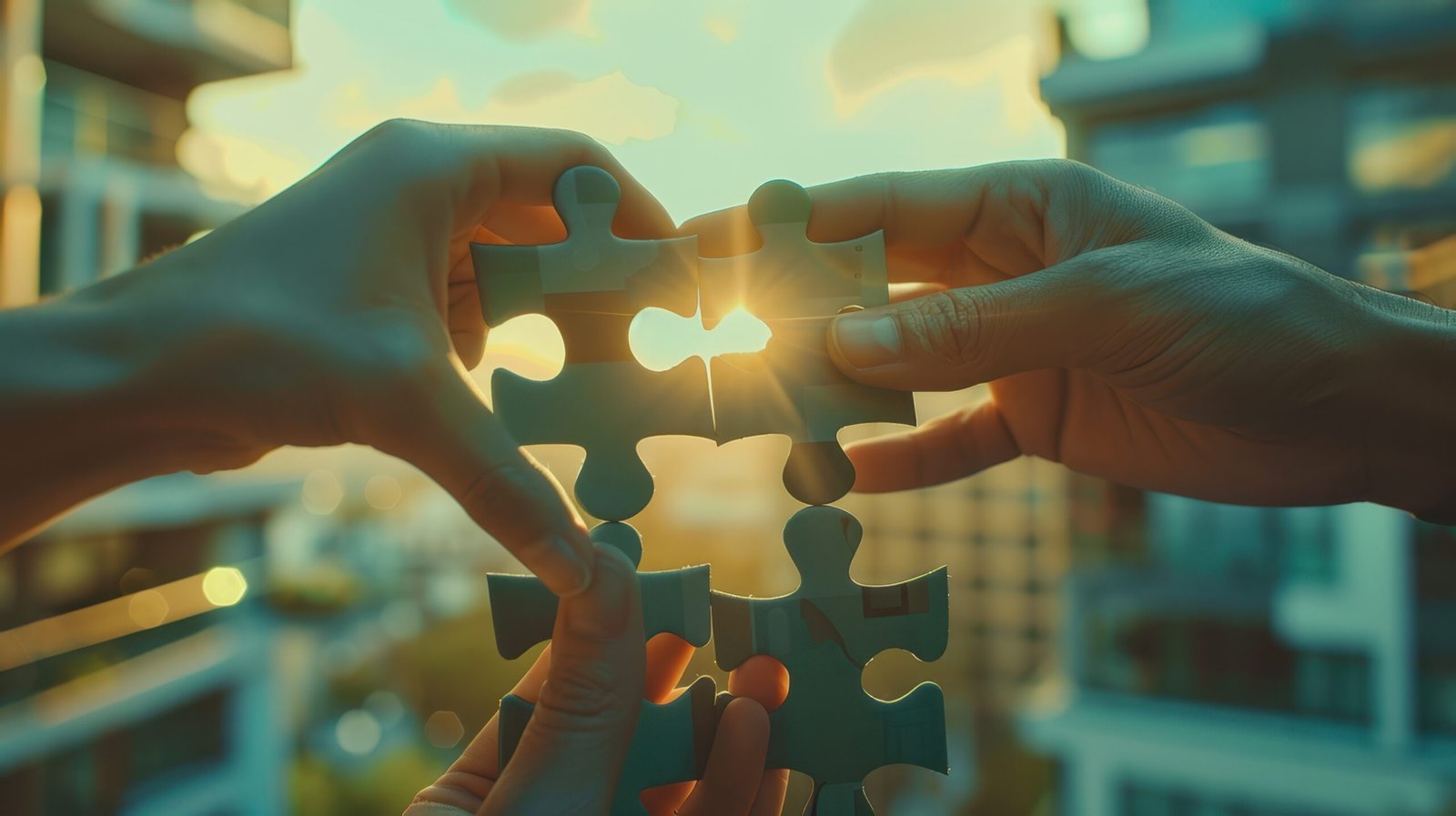 hands holding puzzle pieces that say puzzle with sun them